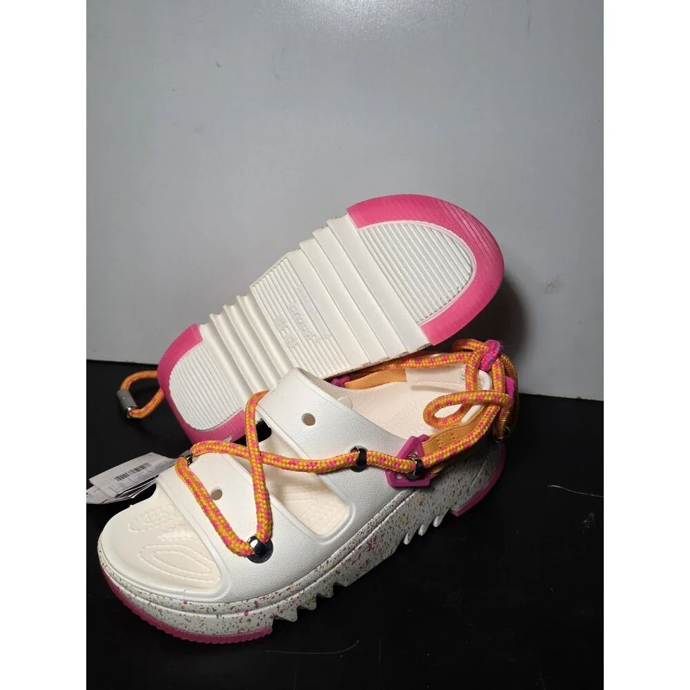 New Rare Crocs Hiker Xscape Festival Platform Sandals White Pink Women's 6 - Picture 2 of 10